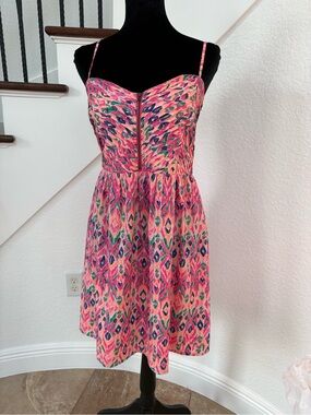 roxy skater dresses Roxy Girl Kids Boho Skater Coastal Cap Sleeve Dress 12/14 Magenta Pink Tribal